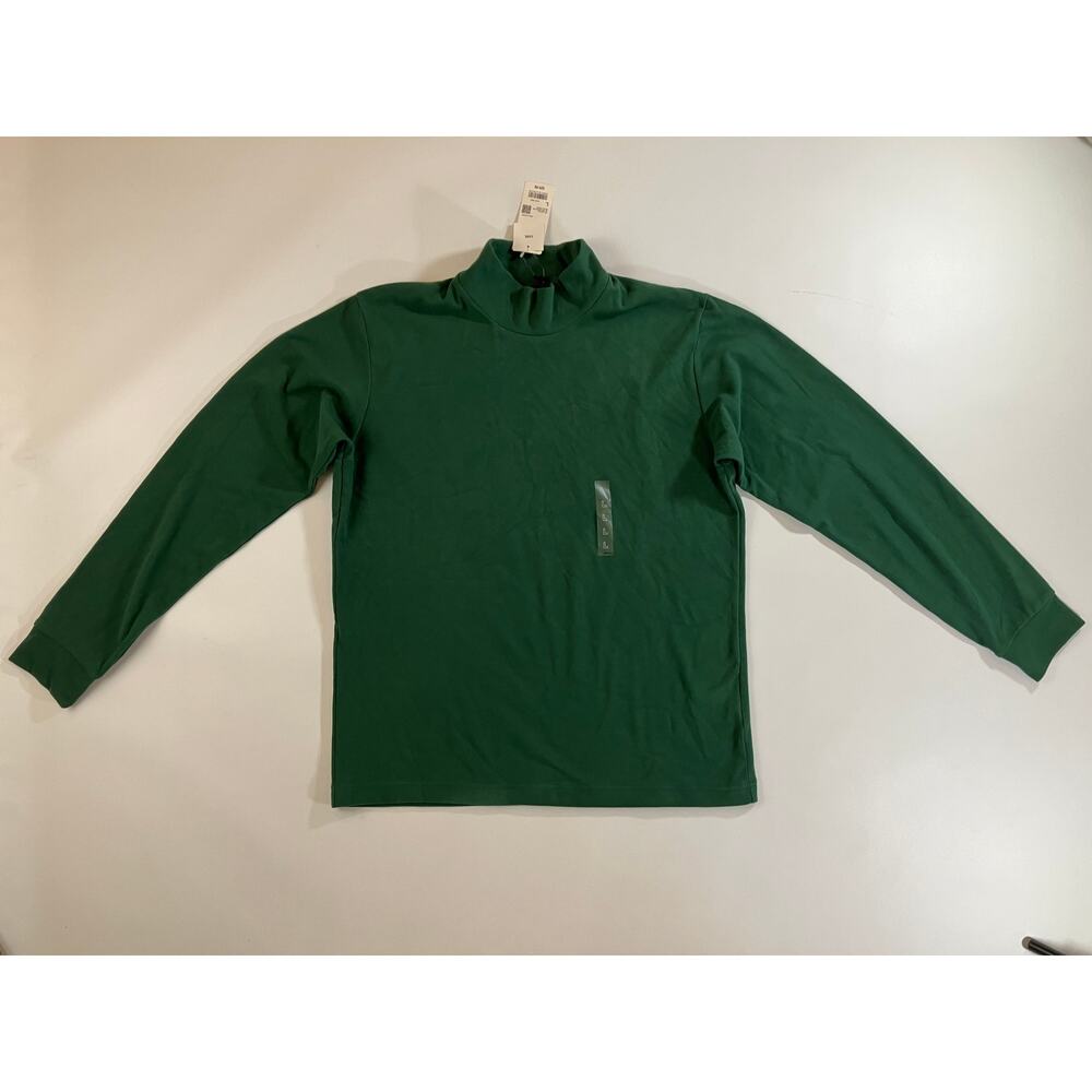UNIQLO Men L Green Smooth Fleece Mock Neck Long Sleeve Shirt 463164 NWT